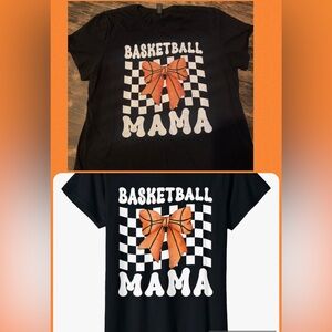 Basketball Mama Tee - Black with Orange Bow